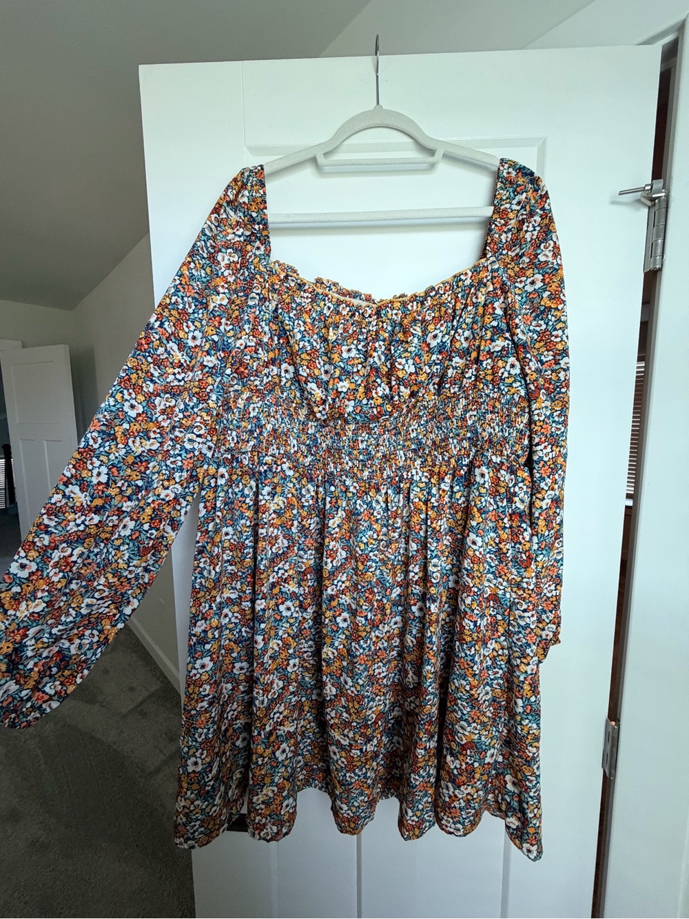 Floral Smocked Peasant Mini Dress